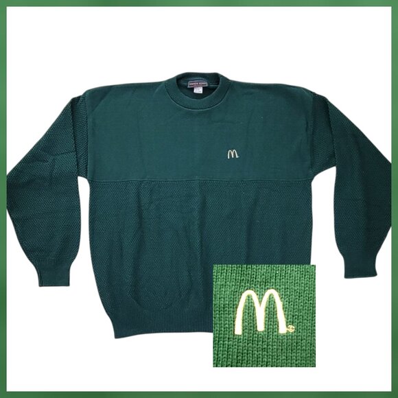 Vintage McDonald’s Crew Neck Sweater XXXL Green Cotton Logo USA Andrew Rohan NEW - Picture 2 of 12